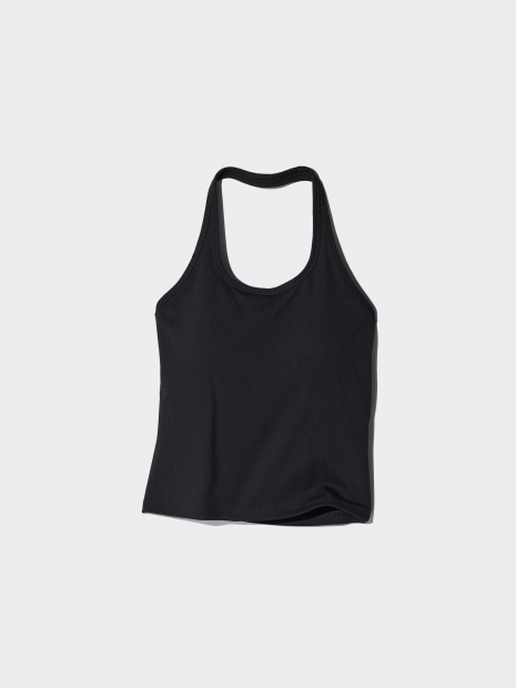 Женский топ-халтер UNIQLO AIRism со вшитыми чашками 1159848386 (Черный L)
