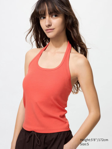 Женский топ-халтер UNIQLO AIRism со вшитыми чашками 1159848387 (Оранжевый L)