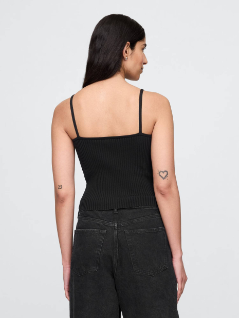 Вузький еластичний топ GAP в рубчик 1159850405 (Чорний M)