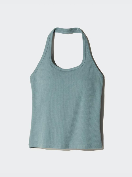 Женский топ-халтер UNIQLO AIRism со вшитыми чашками 1159850561 (Зеленый L)