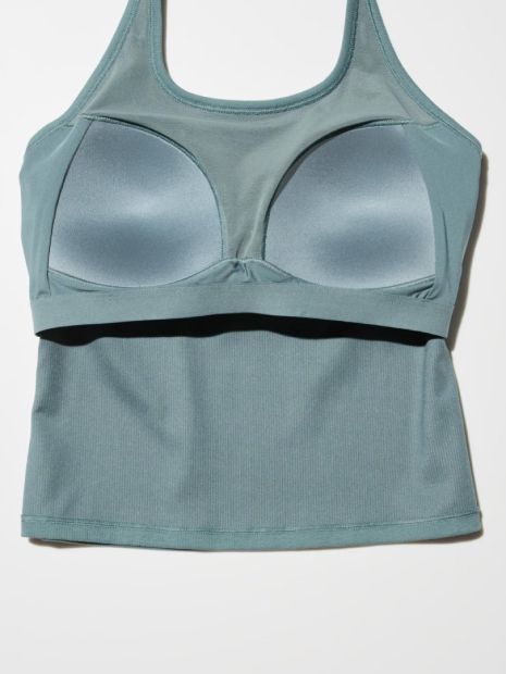 Женский топ-халтер UNIQLO AIRism со вшитыми чашками 1159850561 (Зеленый L)