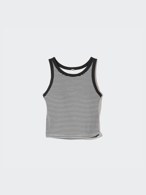 Женский топ в полоску UNIQLO со вшитыми чашками 1159851538 (Черный/Белый S)