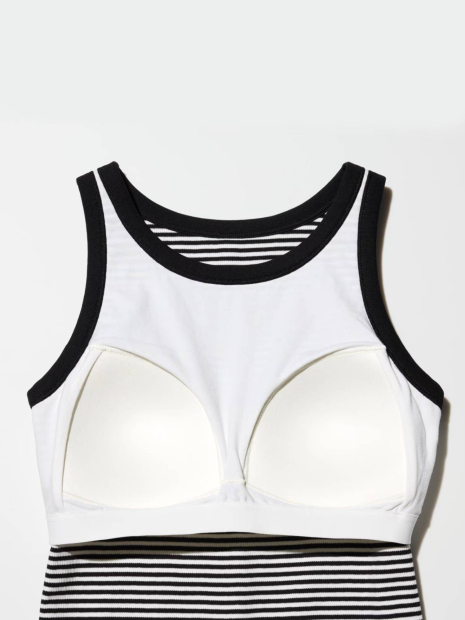 Женский топ в полоску UNIQLO со вшитыми чашками 1159851538 (Черный/Белый S)