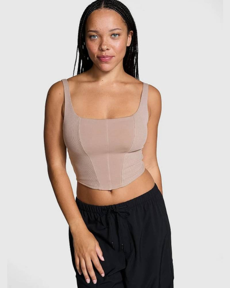Эластичный корсет-топ Victoria's Secret VSX 1159852591 (Бежевый M)
