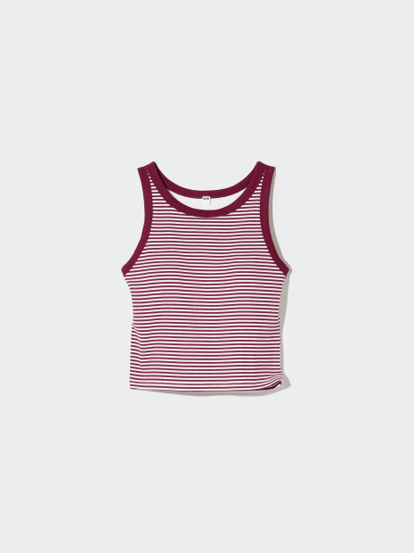 Женский топ в полоску UNIQLO со вшитыми чашками 1159854622 (Бордовый M)