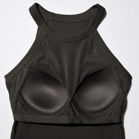 Женский топ-халтер UNIQLO со вшитыми чашками 1159856878 (Черный S)