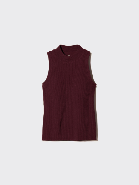 Женский вязаный топ Uniqlo со вшитыми чашечками 1159857363 (Бордовый XL)