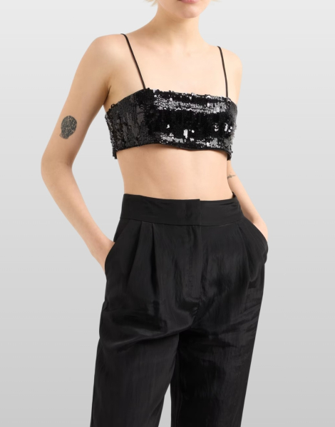 Жіночий укорочений топ Armani Exchange з паєтками 1159860062 (Чорний L)