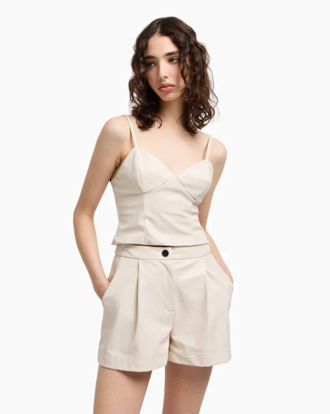 Женский топ Armani Exchange из экокожи 1160916142 (Молочный S)