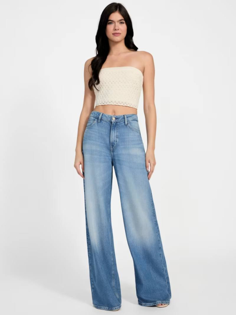 Жіночий в'язаний топ GUESS без бретелів 1161625270 (Молочний M)