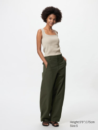 Эластичный топ в рубчик UNIQLO со вшитыми чашками 1159843415 (Бежевый S)