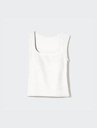Эластичный топ в рубчик UNIQLO со вшитыми чашками 1159843417 (Белый S)