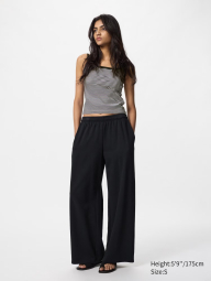 Женский топ UNIQLO укороченная майка 1159845122 (Черный/Белый S)