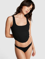 Женский топ Victoria's Secret Pink в рубчик 1159847137 (Черный S)