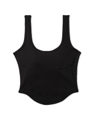 Женский топ Victoria's Secret Pink в рубчик 1159847137 (Черный S)