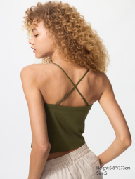 Женская майка со вшитыми чашками Uniqlo AIRism топ 1159848373 (Оливковый XS)