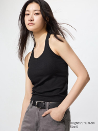 Женский топ-халтер UNIQLO AIRism со вшитыми чашками 1159848386 (Черный L)