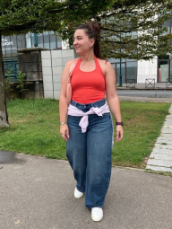 Женский топ-халтер UNIQLO AIRism со вшитыми чашками 1159848387 (Оранжевый L)