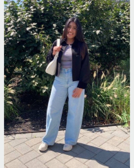 Женский топ в полоску UNIQLO со вшитыми чашками 1159851538 (Черный/Белый S)