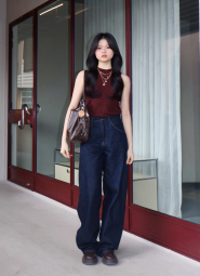 Женский вязаный топ Uniqlo со вшитыми чашечками 1159857363 (Бордовый XL)