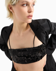 Жіночий укорочений топ Armani Exchange з паєтками 1159860062 (Чорний L)