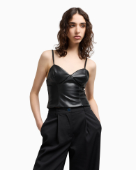 Женский топ Armani Exchange из экокожи 1160742221 (Черный S)