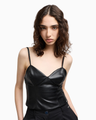 Женский топ Armani Exchange из экокожи 1160742221 (Черный S)