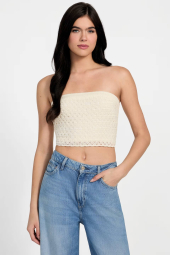 Жіночий в'язаний топ GUESS без бретелів 1161625270 (Молочний M)