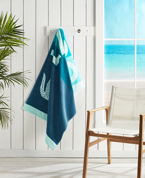 Пляжное полотенце Lacoste Home Ombre Blocks Logo Cotton Beach Towel 1159808882 (Синий, One size)