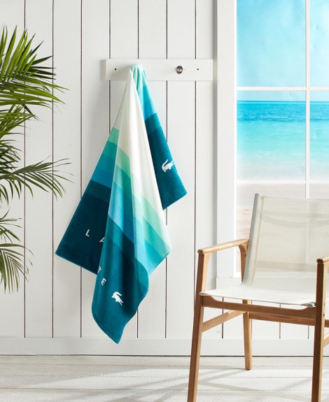 Пляжное полотенце Lacoste Home St Martin Gradient-Stripe Cotton Beach Towel 1159808890 (Бирюзовый, One size)