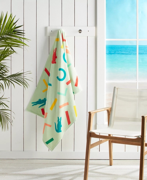 Пляжное полотенце Lacoste Home Flash Signature-Print Cotton Beach Towel 1159814299 (Зеленый, One size)