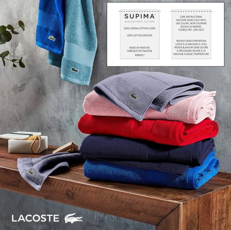 Банное полотенце Lacoste из антимикробного хлопка Supima 1159820087 (Голубой One size)