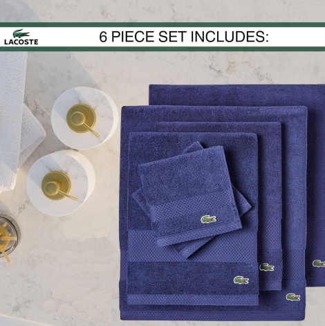 Комплект полотенец Lacoste Heritage Anti-Microbial Supima Cotton набор из 6 шт 1159820596 (Синий One size)