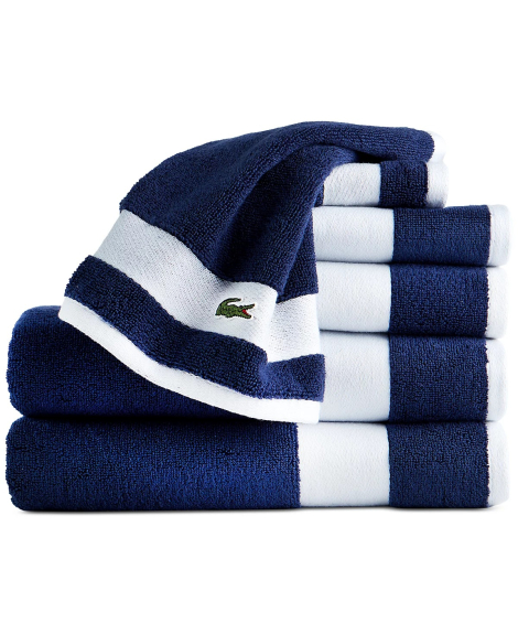 Комплект рушників Lacoste Home Heritage Sport Stripe Logo набір з 6 шт 1159840576 (Синій One size)