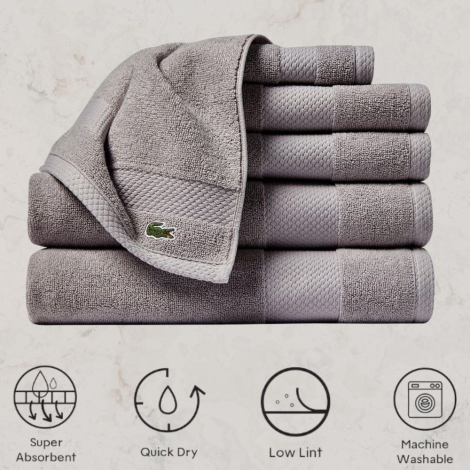 Комплект рушників Lacoste Heritage Anti-Microbial Supima Cotton набір з 6 шт 1159841514 (Сірий One size)
