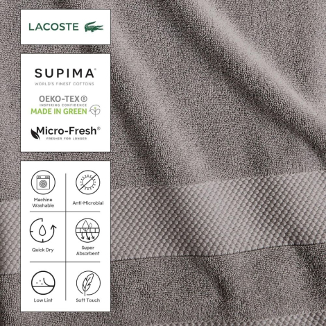 Комплект рушників Lacoste Heritage Anti-Microbial Supima Cotton набір з 6 шт 1159841514 (Сірий One size)