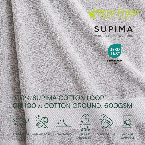 Комплект рушників Lacoste Heritage Anti-Microbial Supima Cotton набір з 6 шт 1159851517 (Сірий One size)