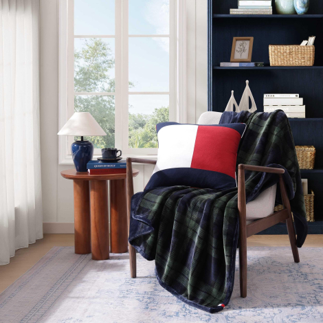 Плед Tommy Hilfiger покривало 1159857226 (Синій/Зелений One size)