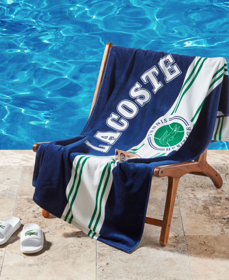 Пляжний рушник Lacoste з принтом 1159864736 (Синій One size)
