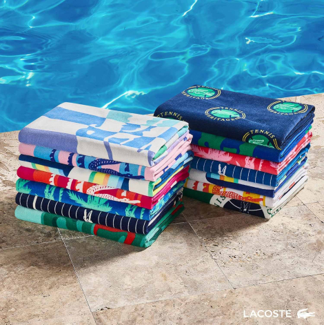 Пляжное полотенце Lacoste с принтом 1161178823 (Розовый One size)