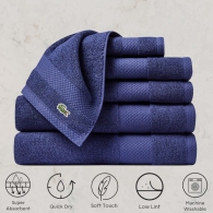 Комплект полотенец Lacoste Heritage Anti-Microbial Supima Cotton набор из 6 шт 1159820596 (Синий One size)
