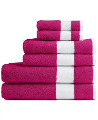 Комплект рушників Lacoste Home Heritage Sport Stripe Logo набір з 6 шт 1159851567 (Рожевий One size)