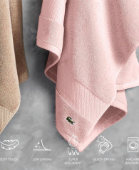 Рушник банний Lacoste з антимікробної бавовни Supima 1159865048 (Рожевий One size)