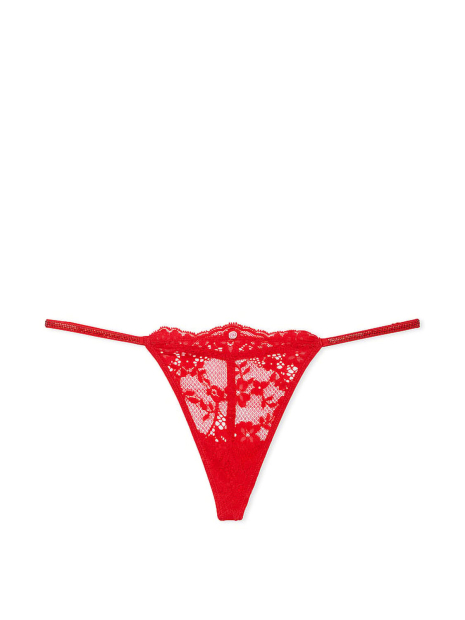Кружевные трусики стринги со стразами Victoria's Secret 1159838377 (Красный M)
