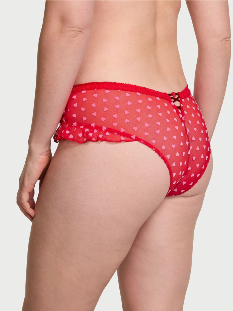 Сітчасті трусики чики Victoria's Secret з рюшами 1159838291 (Червоний L)