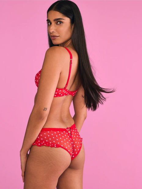 Сітчасті трусики чики Victoria's Secret з рюшами 1159838291 (Червоний L)