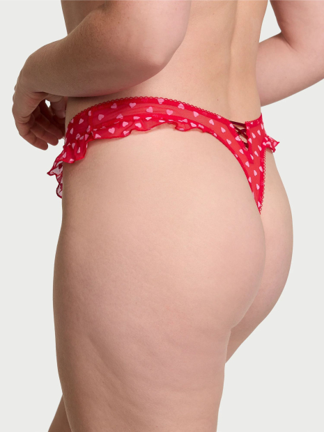 Сітчасті трусики тонг Victoria's Secret із сердечками 1159838754 (Червоний S)
