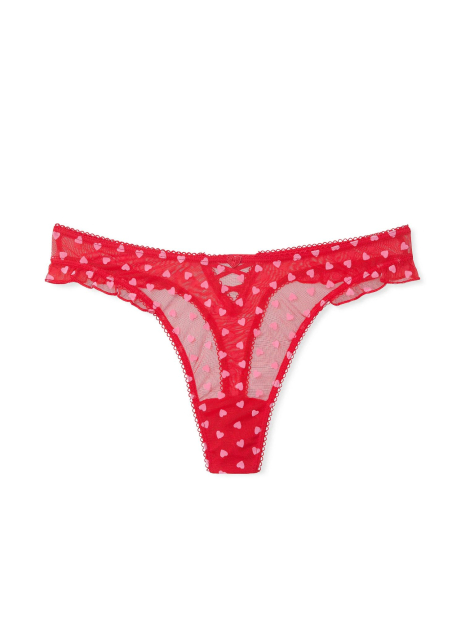 Сітчасті трусики тонг Victoria's Secret із сердечками 1159838754 (Червоний S)