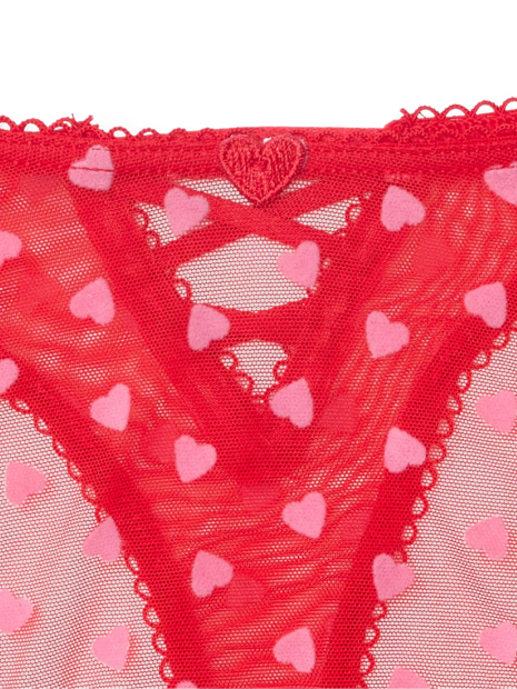 Сітчасті трусики тонг Victoria's Secret із сердечками 1159838754 (Червоний S)