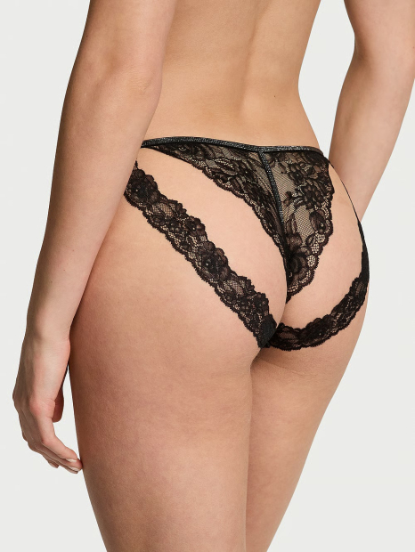 Мереживні трусики бікіні Victoria's Secret зі стразами 1159838843 (Чорний XS)